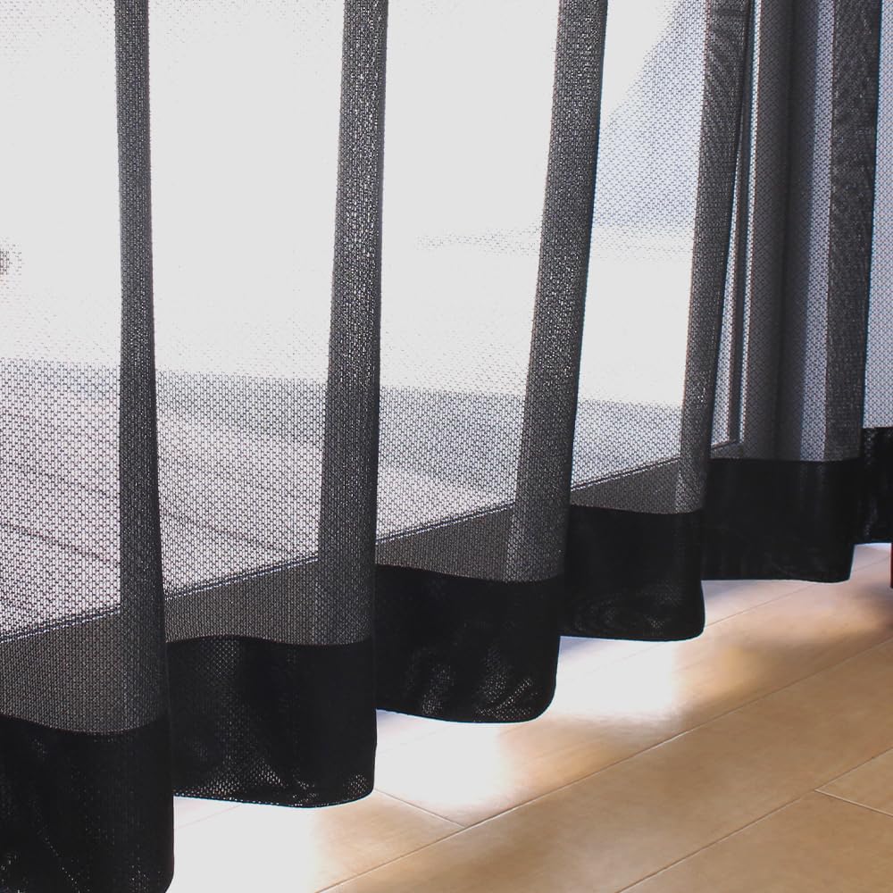 エッチなレースカーテン Amazon｜[スタイリッシュブラックレース] 黒のレースカーテン 2枚組